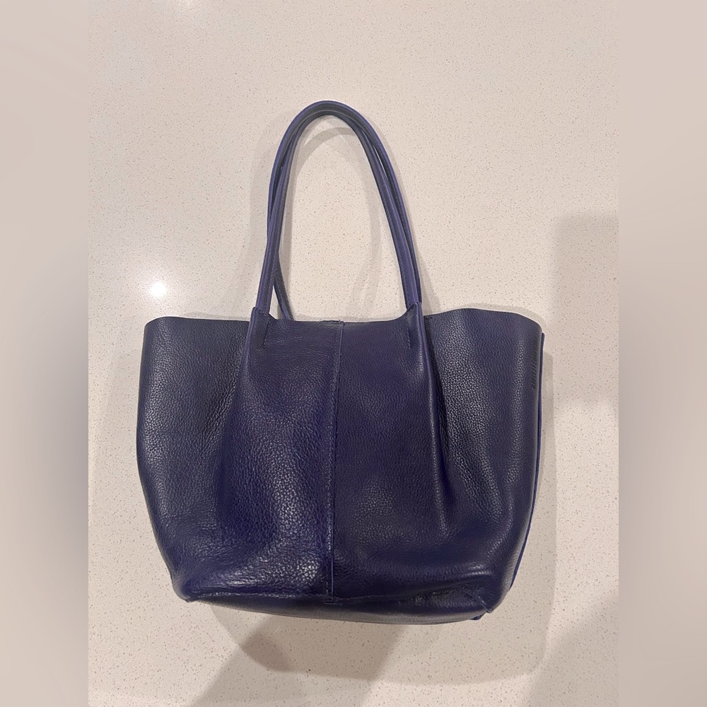 Portland Leather Almost Perfect Devan Large Tote in Cobalt Pebbled Leather